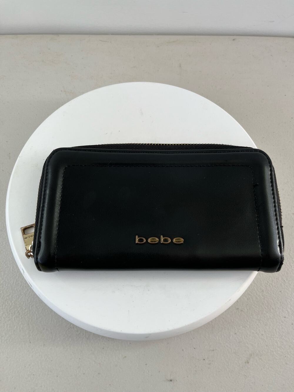 BEBE Women’s Black Zip Around Wallet – Clutch Purse – Used, Good Condition
